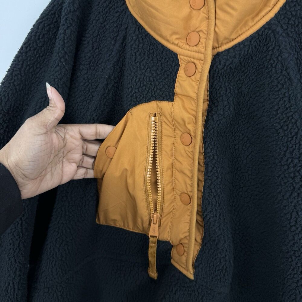 Free People Hit The Slopes Colorblock Pullover Fleece Womens XL Black & Tan - Picture 6 of 16